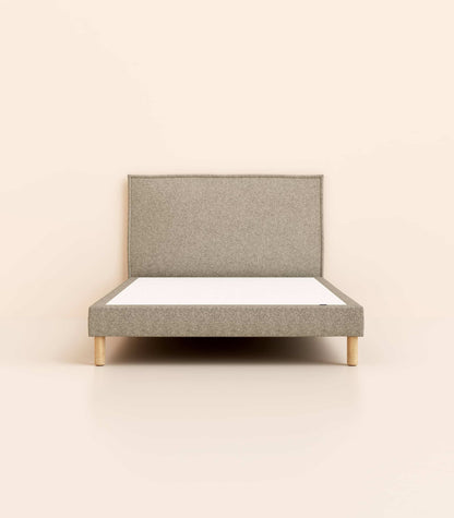 Lit tapissier Gris-Pieds Hêtre clair-Standard