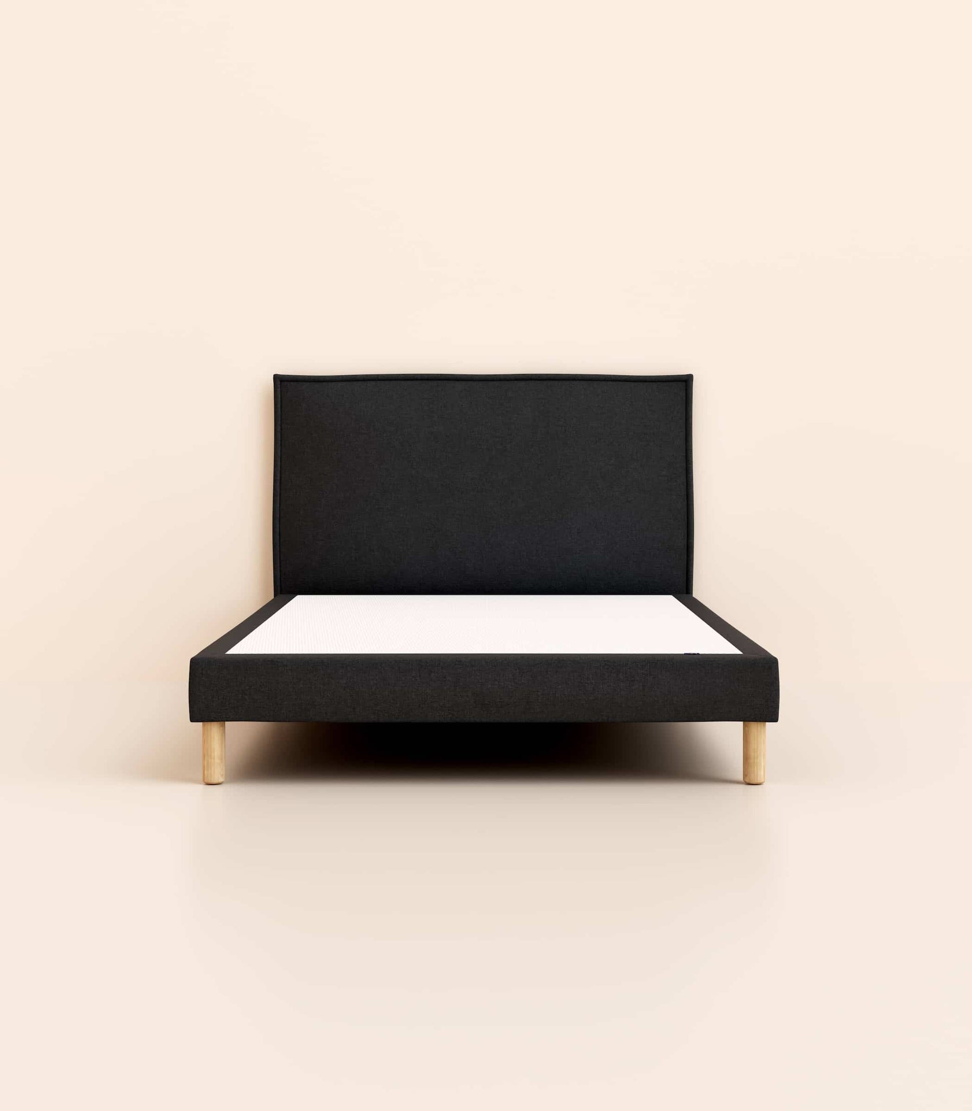 Lit tapissier Noir-Pieds Hêtre clair-Standard