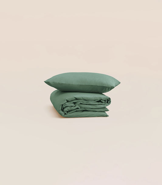 Parure percale de coton enfant - Vert Sauge