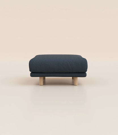 Module d'angle Bleu profond-Pieds ronds - Bois clair