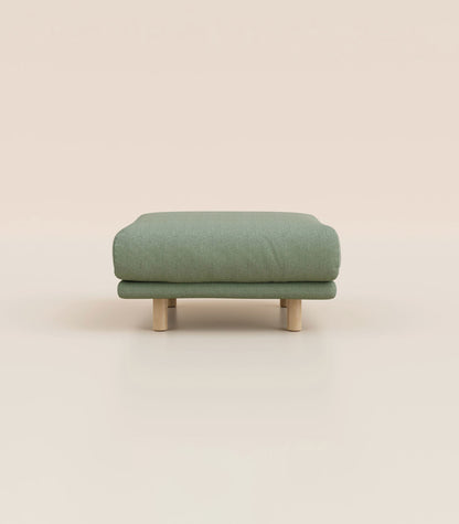 Module d'angle Vert Sauge-Pieds ronds - Bois clair