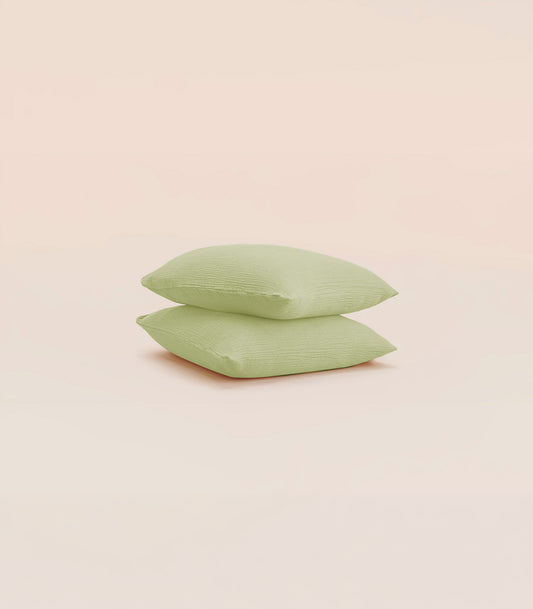 Taies d'oreiller en gaze de coton - Vert amande