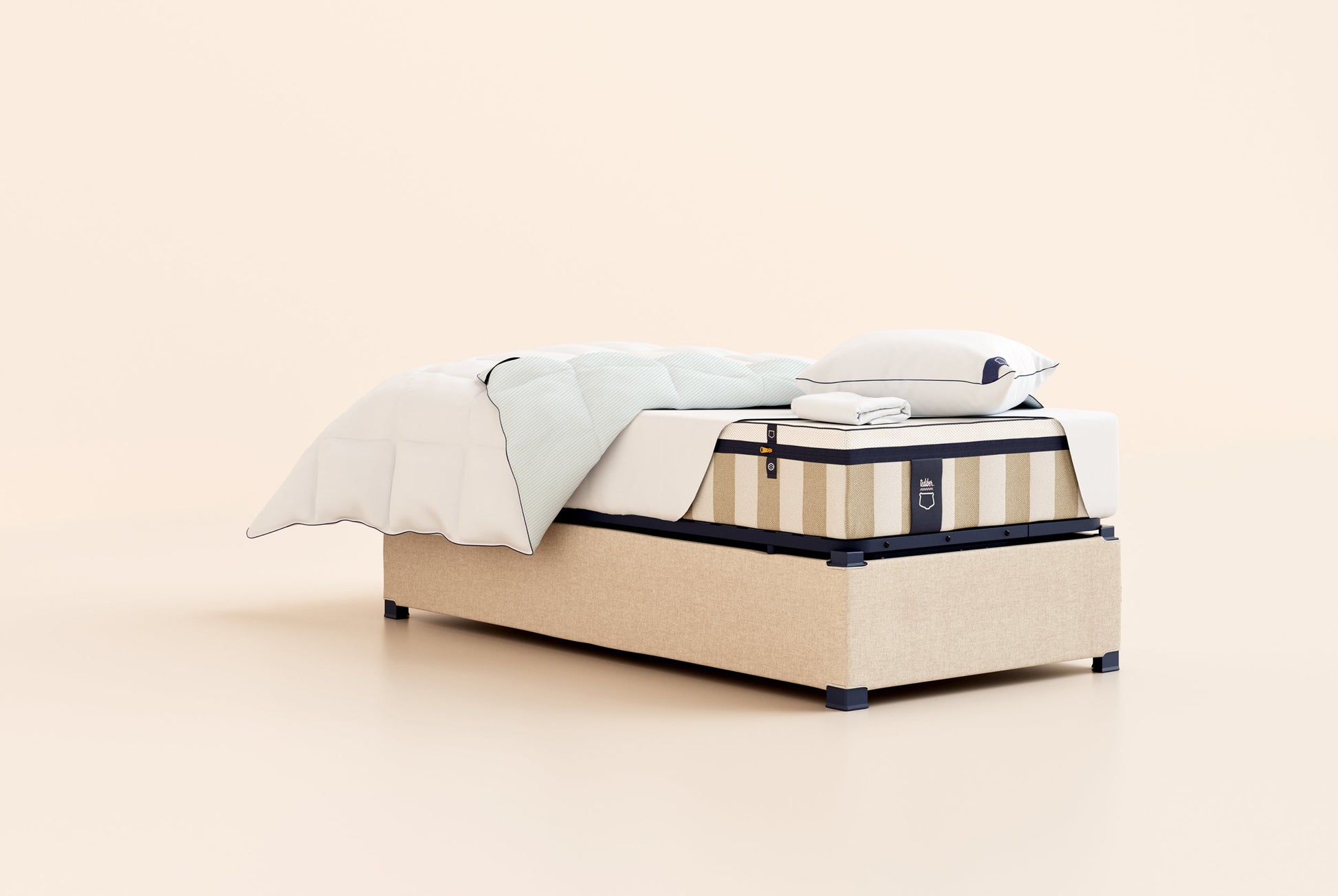 Pack Lit Coffre 5 étoiles Matelas Hybride Air+-Hybride Air+-Sommier coffre-Beige-Standard