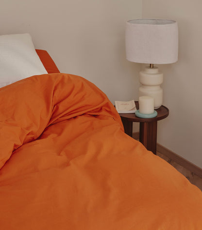 Taies d'oreiller en percale de coton Taies d&#39;oreiller en percale de coton - Orange magma