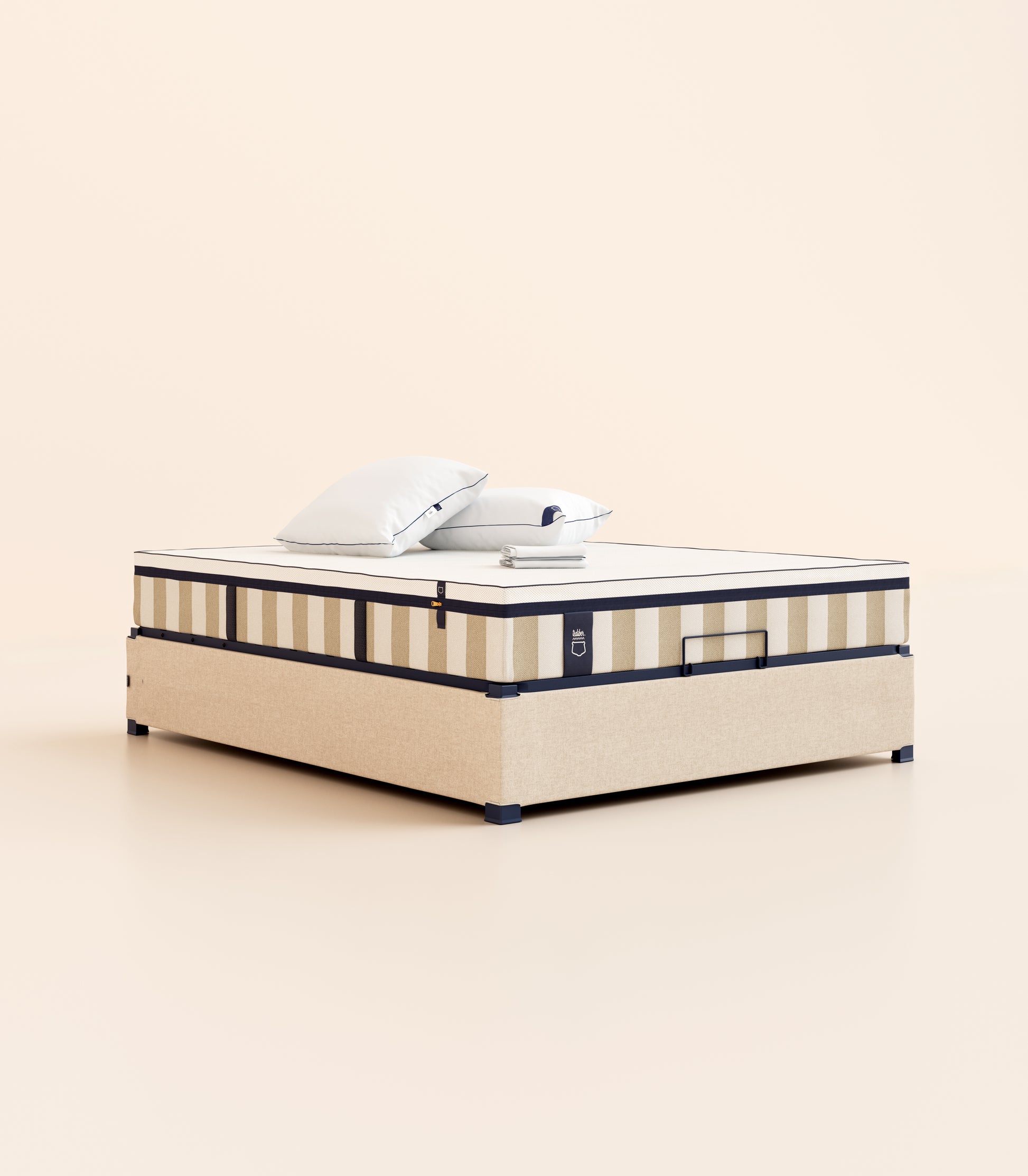Pack lit 2 places Hybride Matelas Hybride-Hybride-Sommier coffre-Beige