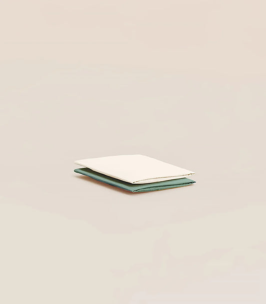 Draps housse percale de coton bébé - Vert/Beige
