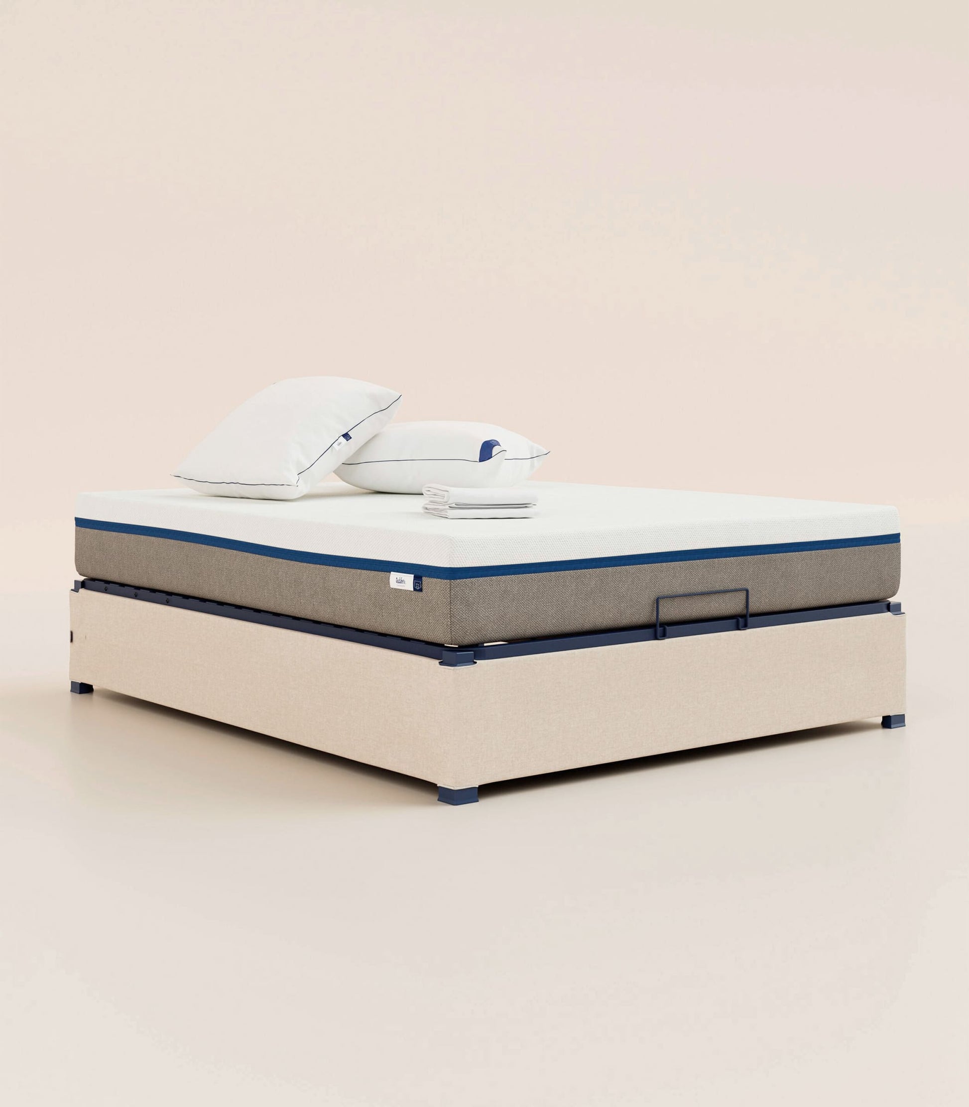 Pack lit 2 places Tediber-Sommier coffre-Beige