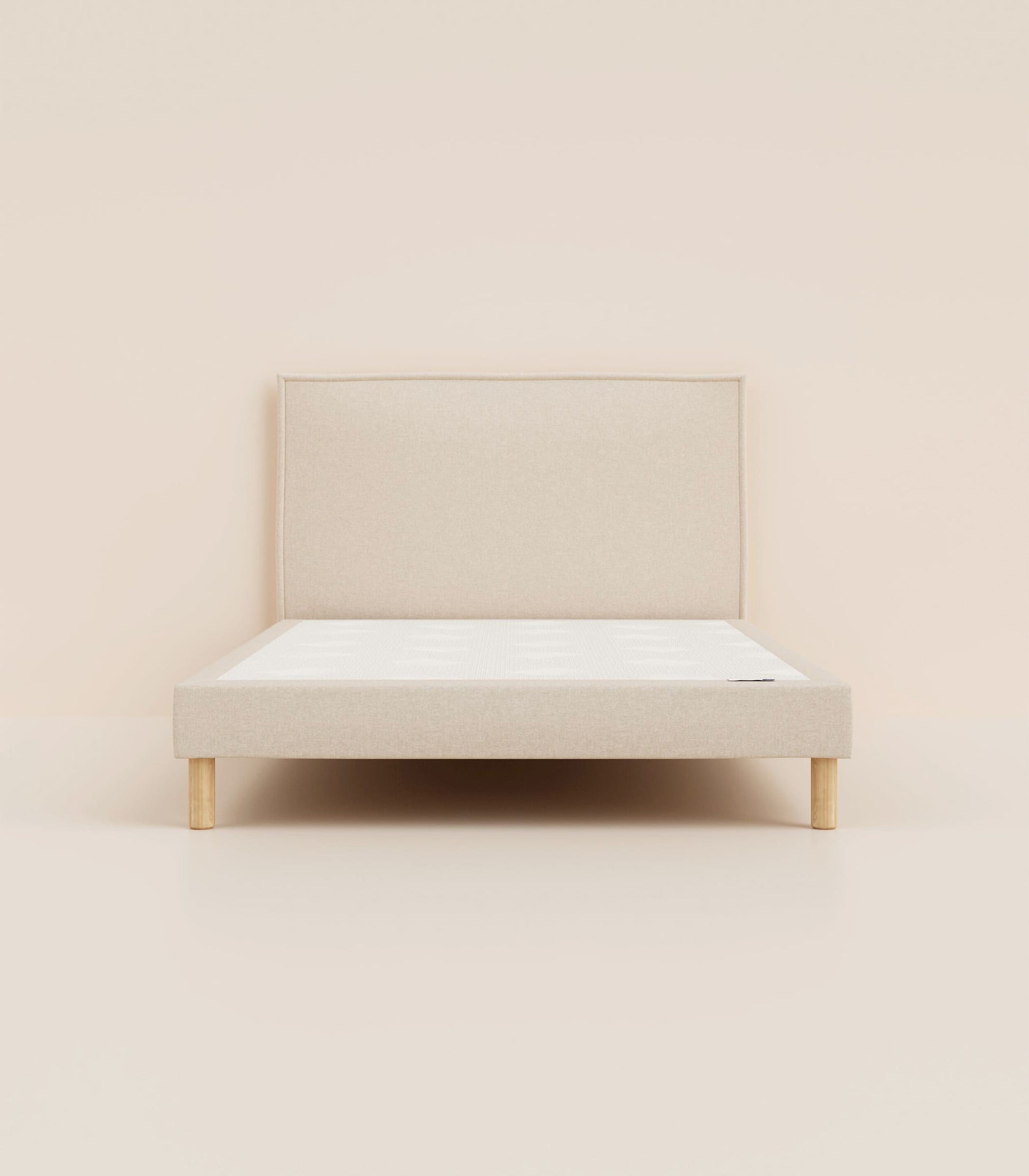 Lit tapissier Beige-Pieds Hêtre clair