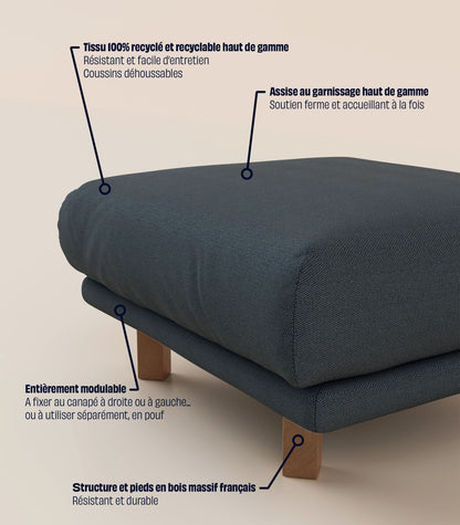 Module d'angle Bleu profond-Pieds carrés - Bois foncé
