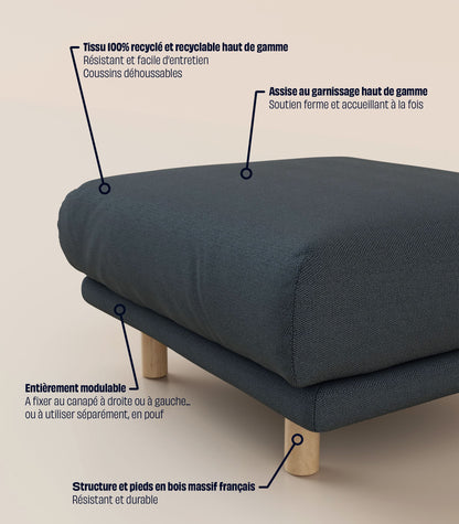 Module d'angle Bleu profond-Pieds ronds - Bois clair
