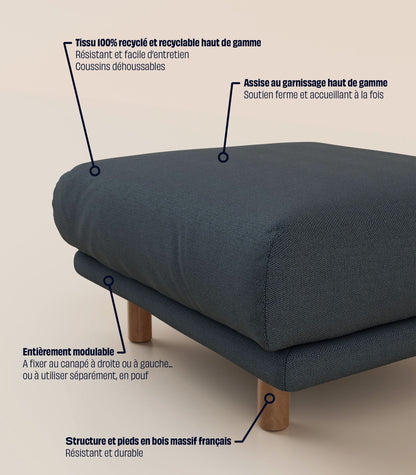 Module d'angle Bleu profond-Pieds ronds - Bois foncé