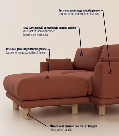 Canapé d'angle Terracotta-3 places-Pieds carrés - Bois clair