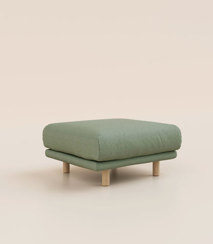 Module d'angle Vert Sauge-Pieds ronds - Bois clair