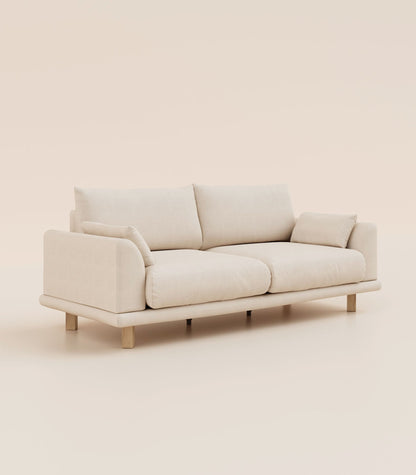 Canapé Ecru-4 places-Pieds carrés - Bois clair