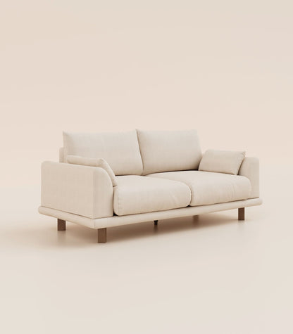 Canapé Ecru-3 places-Pieds carrés - Bois foncé