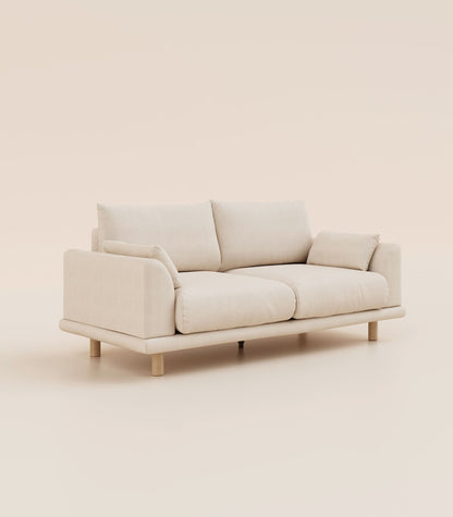 Canapé Ecru-3 places-Pieds ronds - Bois clair