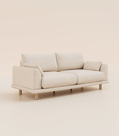 Canapé Ecru-4 places-Pieds ronds - Bois clair