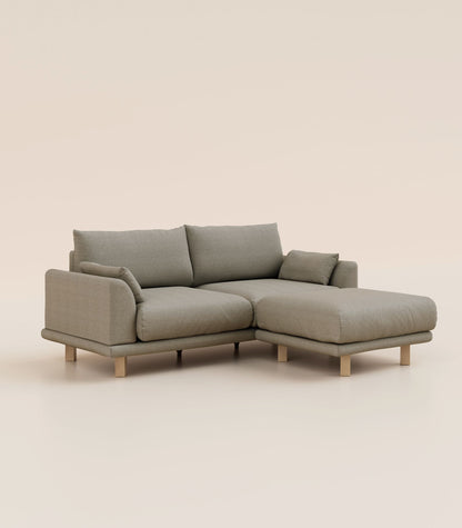 Canapé d'angle Gris Nuage-4 places-Pieds carrés - Bois clair