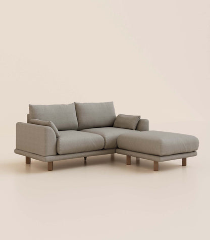 Canapé d'angle Gris Nuage-3 places-Pieds carrés - Bois foncé