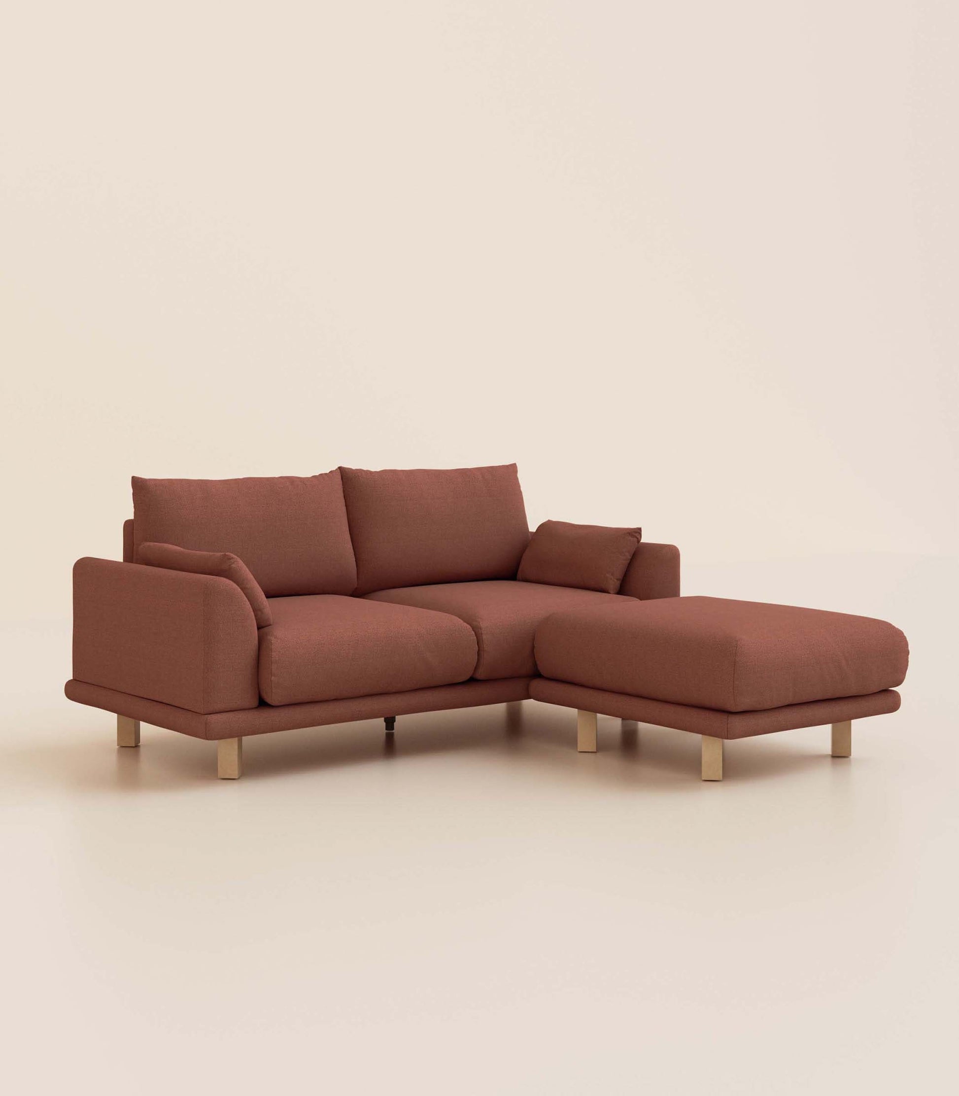 Canapé d'angle Terracotta-3 places-Pieds carrés - Bois clair