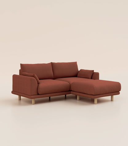Canapé d'angle Terracotta-4 places-Pieds ronds - Bois clair