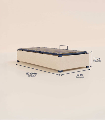 Lit coffre enfant Beige-Plus