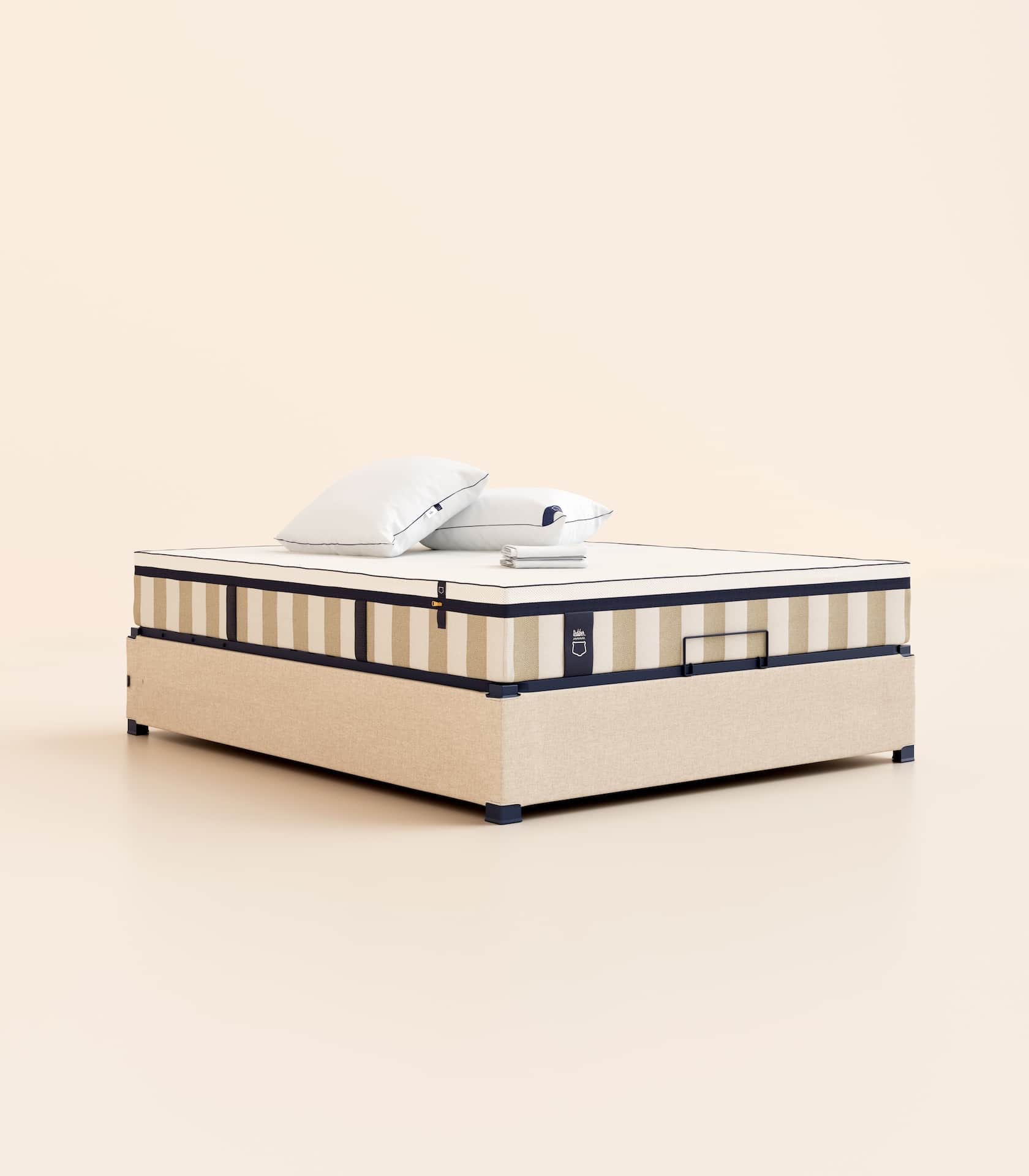 Pack lit 2 places Hybride Plus Matelas Hybride-Hybride Air+-Sommier coffre-Beige-Standard