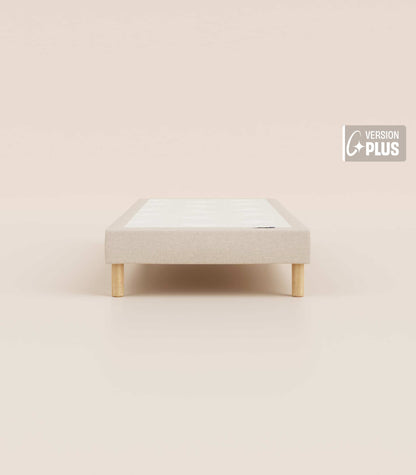 Sommier tapissier - Beige Beige-Pieds Hêtre clair-Plus-1 place