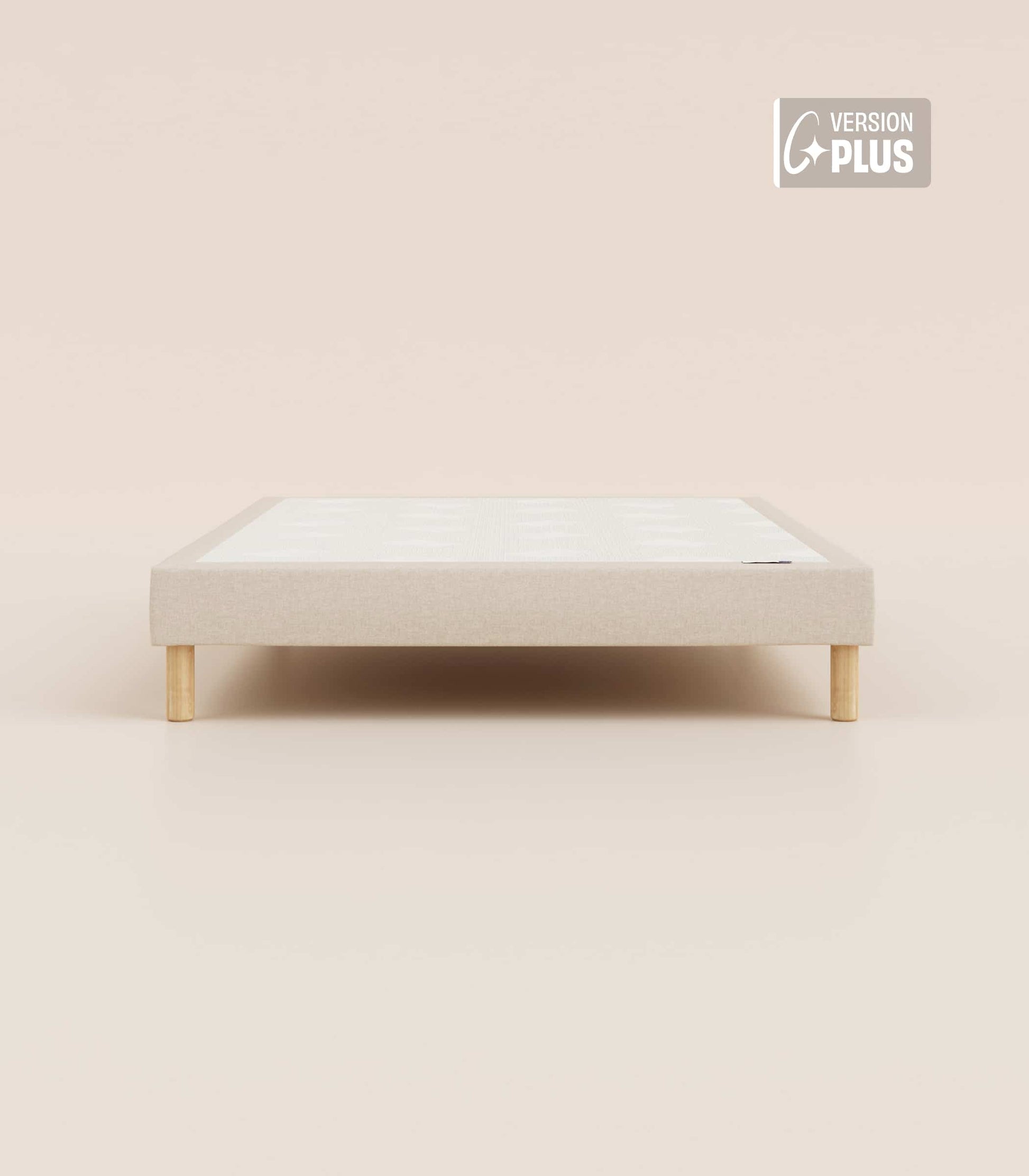 Sommier tapissier Beige-Pieds Hêtre clair-Plus