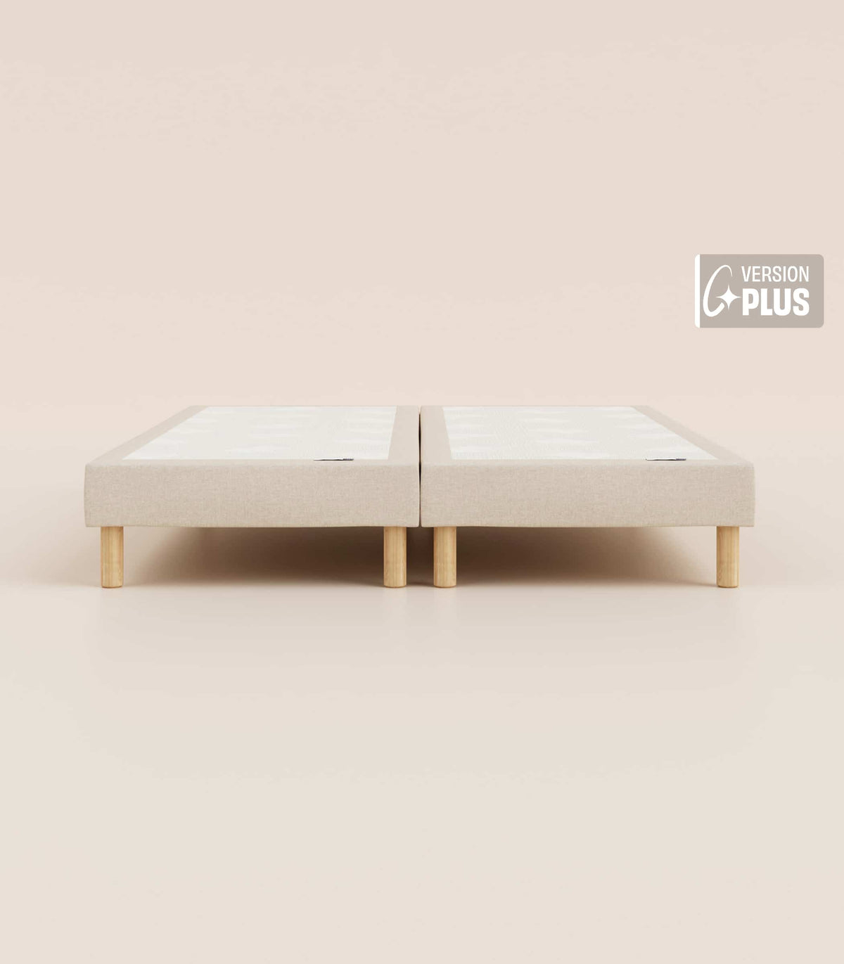 Sommier tapissier Beige-Bibloc-Pieds Bleus-Plus