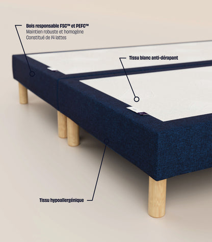 Sommier tapissier Bleu-Bibloc-Pieds Bleus