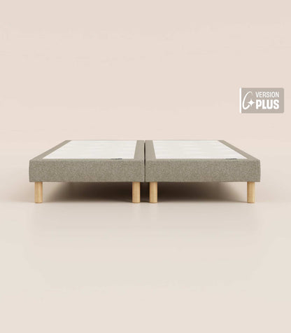 Sommier tapissier Gris-Bibloc-Pieds Hêtre clair-Plus