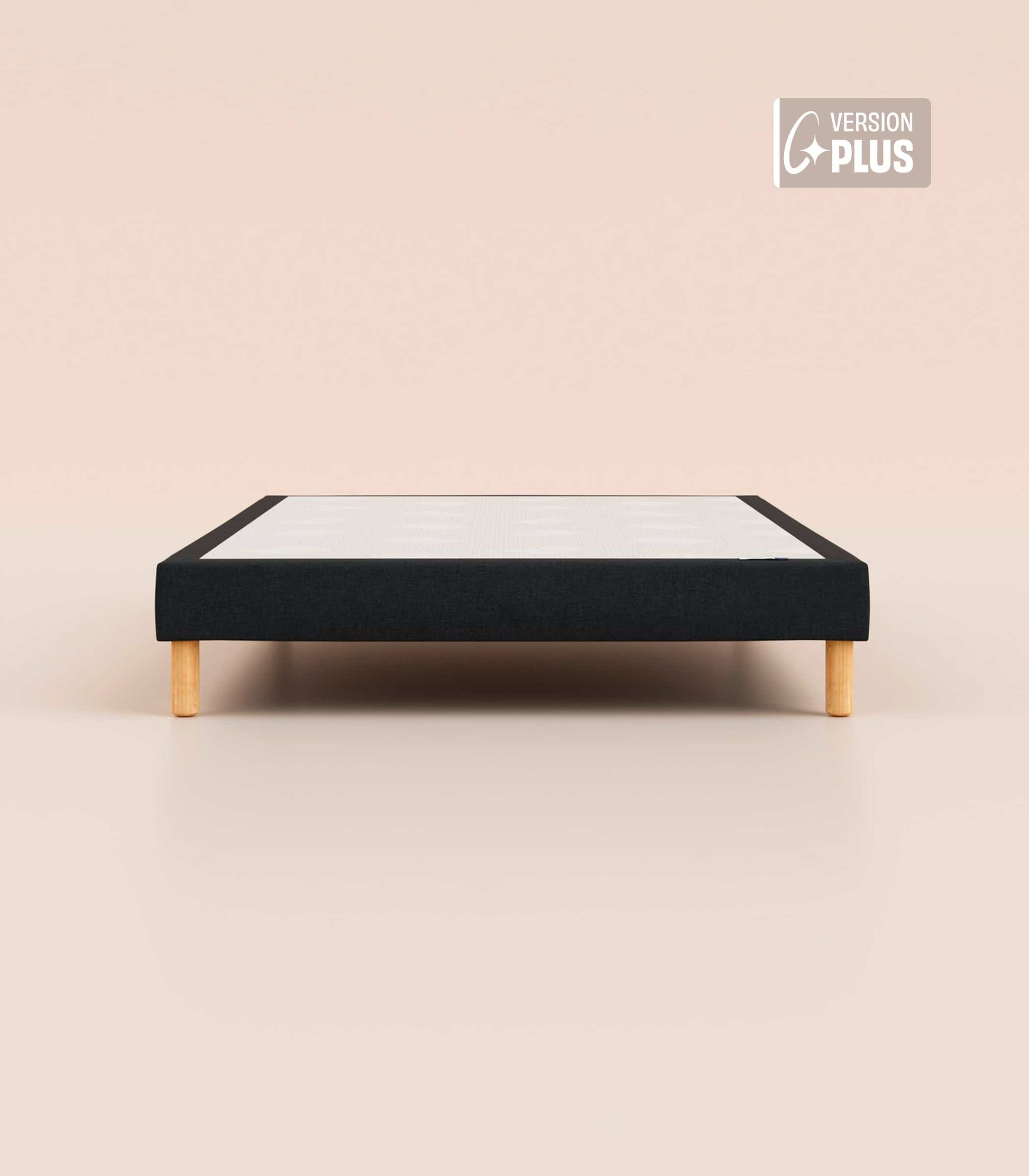 Sommier tapissier Noir Anthracite-Pieds Hêtre clair-Plus