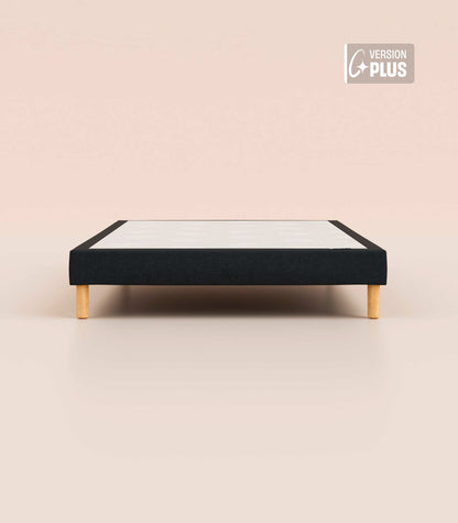 Sommier tapissier Noir Anthracite-Pieds Hêtre clair-Plus